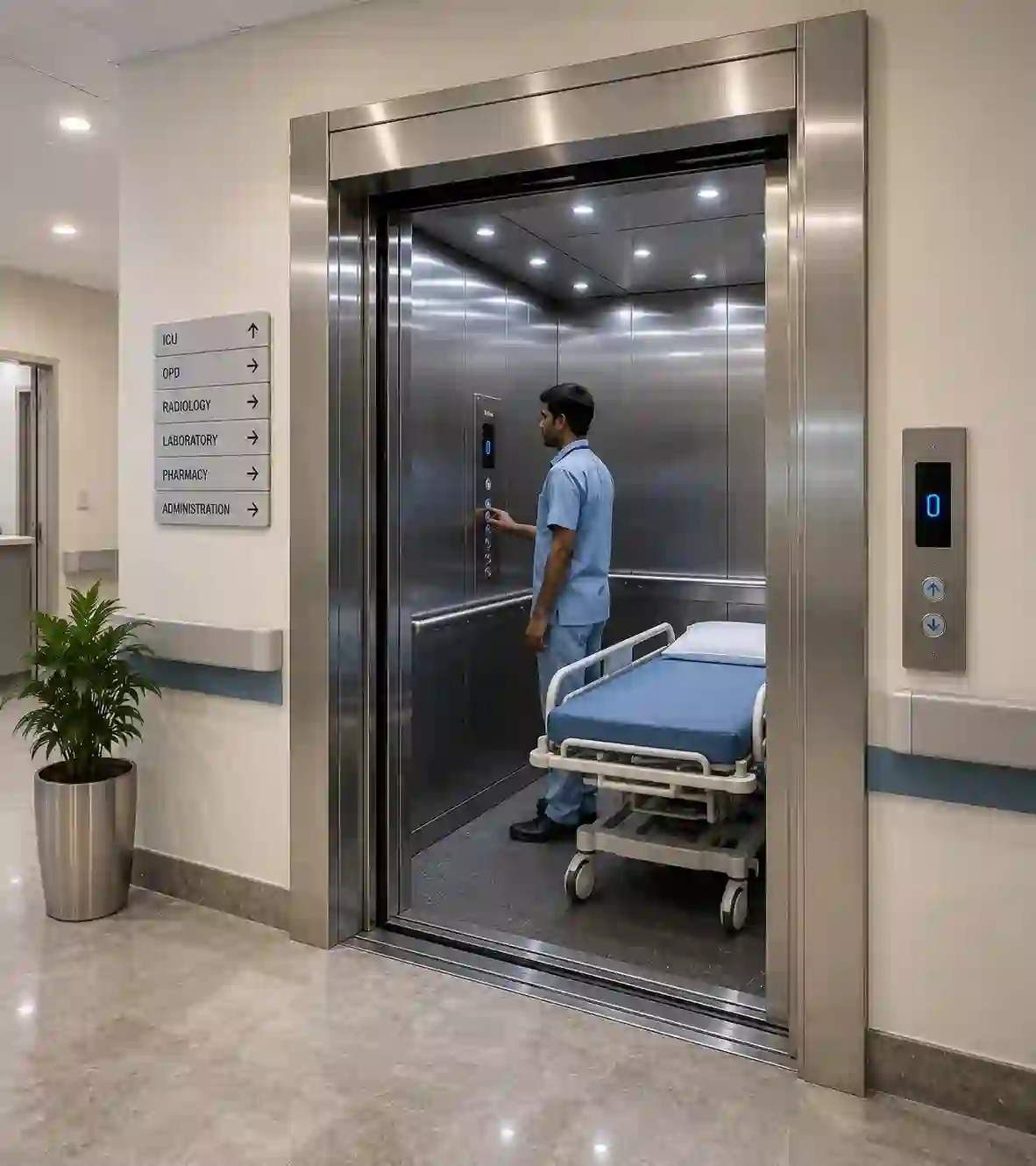Hospital elevator installation in Surat